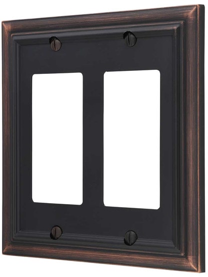 Georgian Double-GFI Switch Plate in Aged Bronze.